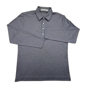 CRICQUET Mens Long Sleeve Polo Shirt Grey Heather Stripe Size Large NWOT